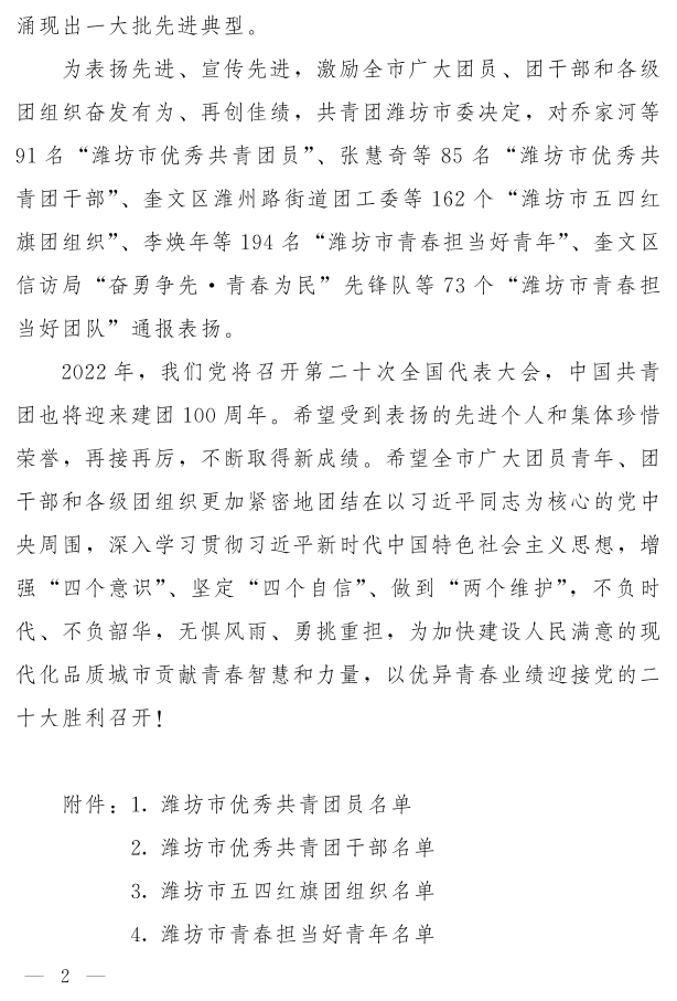 潍团发【2022】11号--关于表扬2021年度“潍坊市**共青团员”“潍坊市**共青团干部”“潍坊市五四红旗团组织”“潍坊市青春担当好青年_2.png